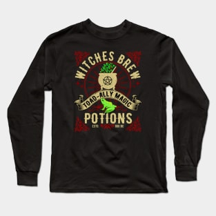 Witches Brew Toad-ally Magic Potions Label Design Long Sleeve T-Shirt